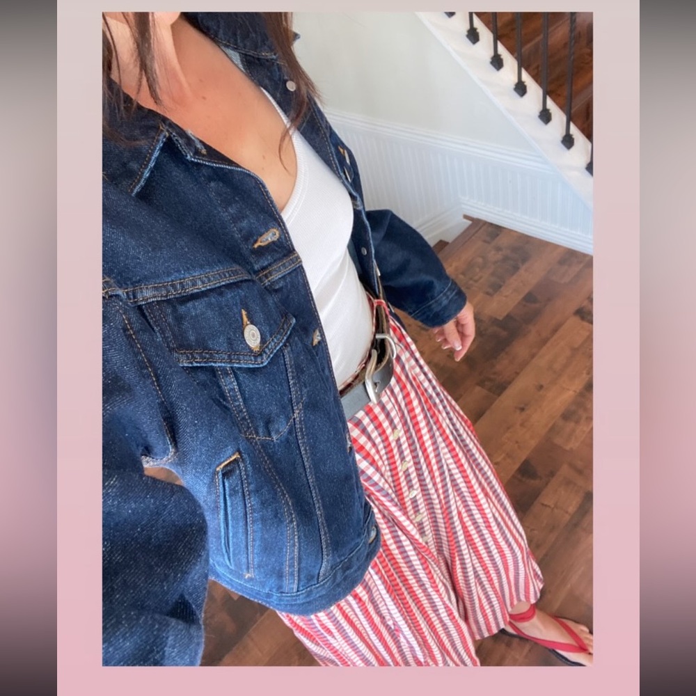 Vintage 90s Esprit button down midi skirt gingham plaid print - Picture 2 of 5